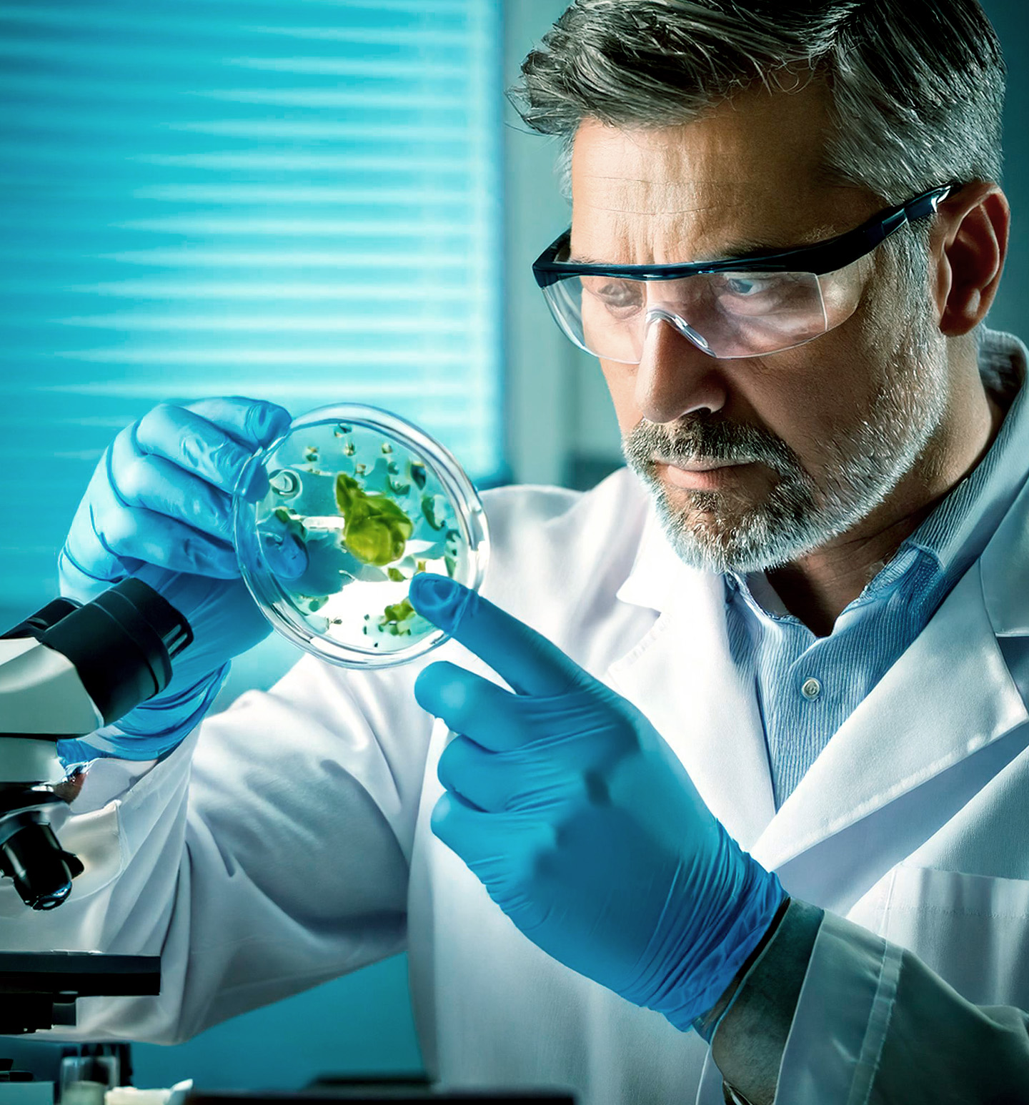 ARL scientist analyzing a petri dish